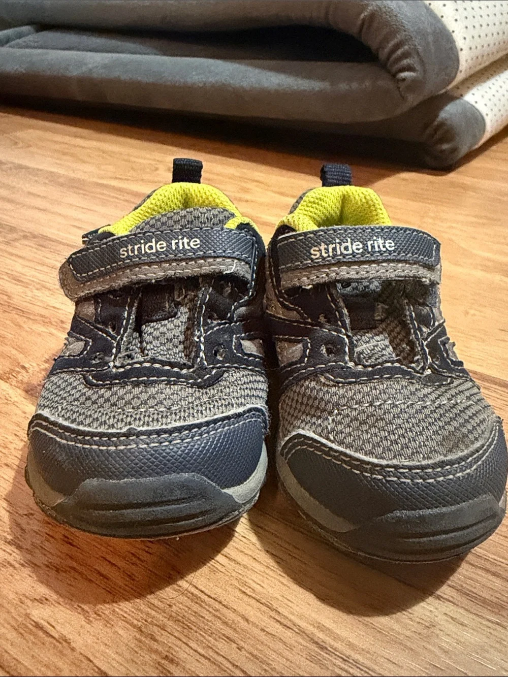 Stride Rite gray and lime Toddler Active Sneakers